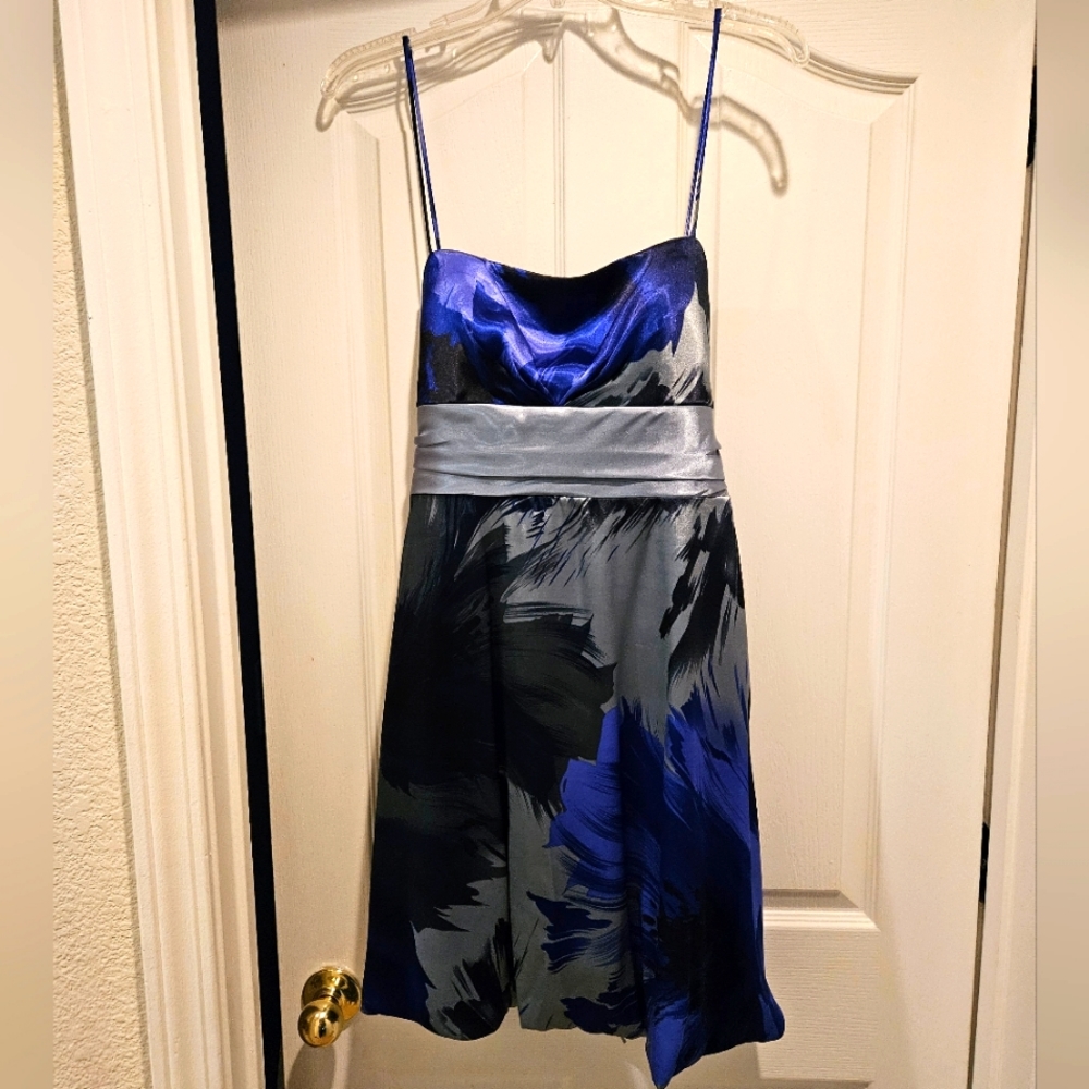 Dress Barn multi colored thin strap satin dress size 14